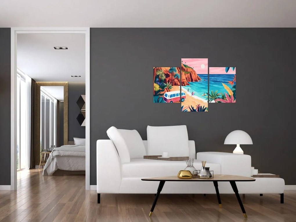 Kép - Lakóautó az óceánnál (90x60 cm)