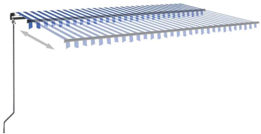 kék és fehér kézzel kihúzható LED-es napellenző 500 x 300 cm