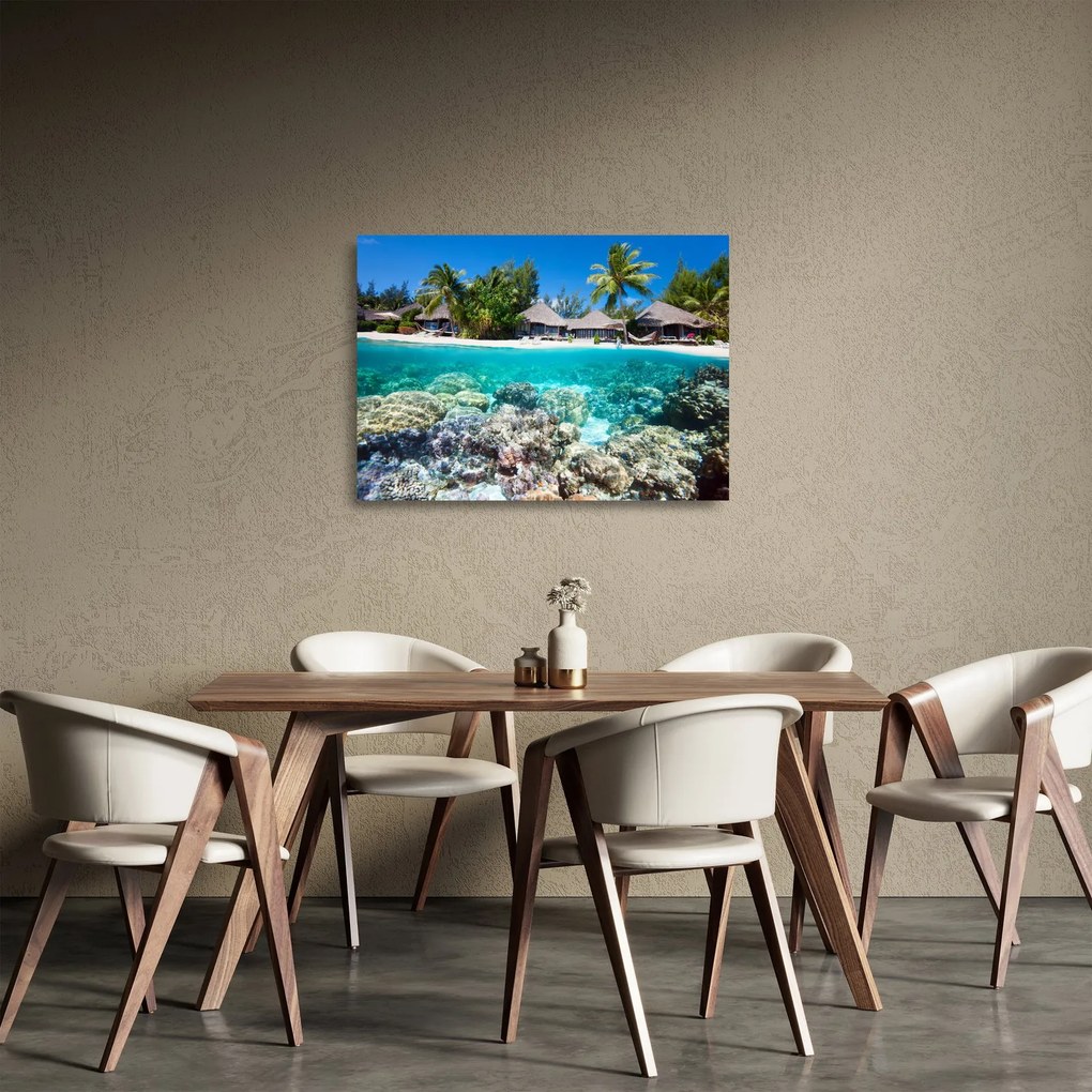 Tengerpart a trópusi szigeten képe (üvegen) (70x50 cm)