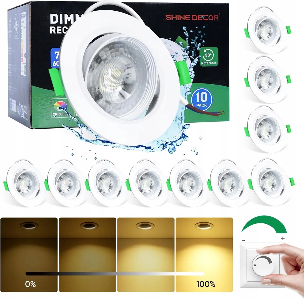 Beépíthető mennyezeti spotlámpa Led meleg fehér 3000 K, 7 W, 10 db-os szett