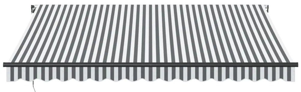 antracitszürke és fehér kézzel kihúzható napellenző 400 x 300cm