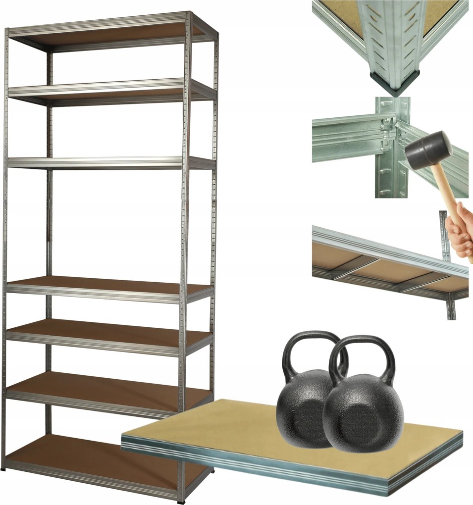 Tárolószekrény horganyzott fém Helios 270x90x40cm 7Px275kg Magas