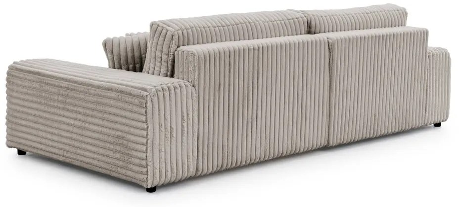 Világosszürke kordbársony kinyitható-tárolóhelyes sarokkanapé (bal oldali) Sarina – Ropez