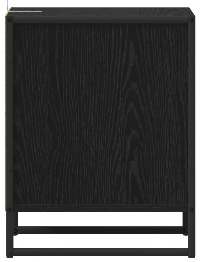 vidaXL Éjjeli asztal fiókkal Fekete tölgy 39,5 x 30 x 50 cm Faanyag