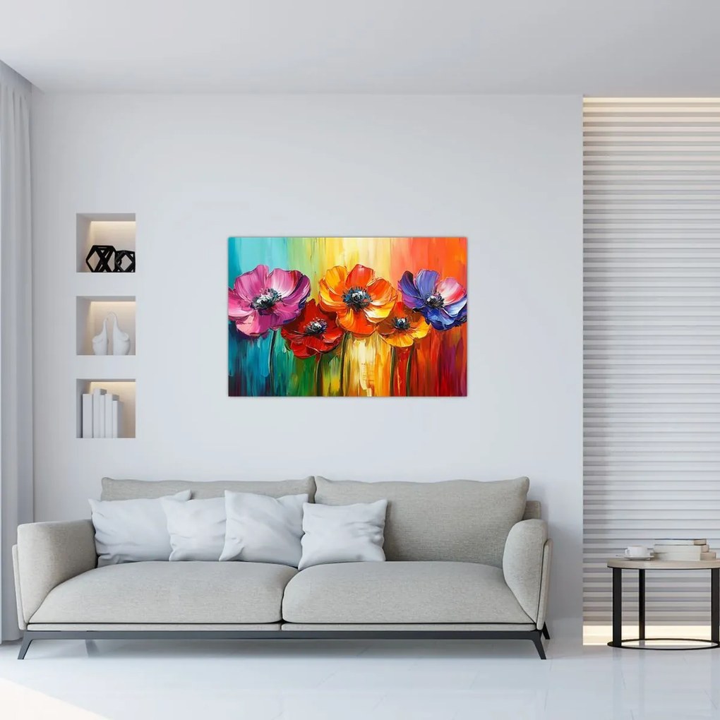 Kép - Öt színes virág (90x60 cm)