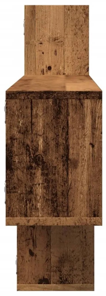 antik fa színű szerelt fa fali polc 167,5 x 18 x 68 cm