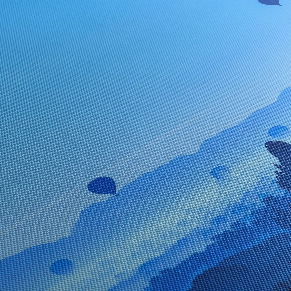 Kép - léggömbök a táj felett (120x50 cm)