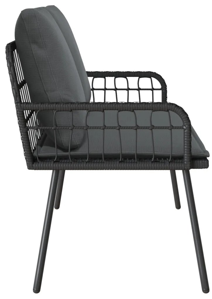 Kerti Pad Fekete 114x64x78 cm Polirattan