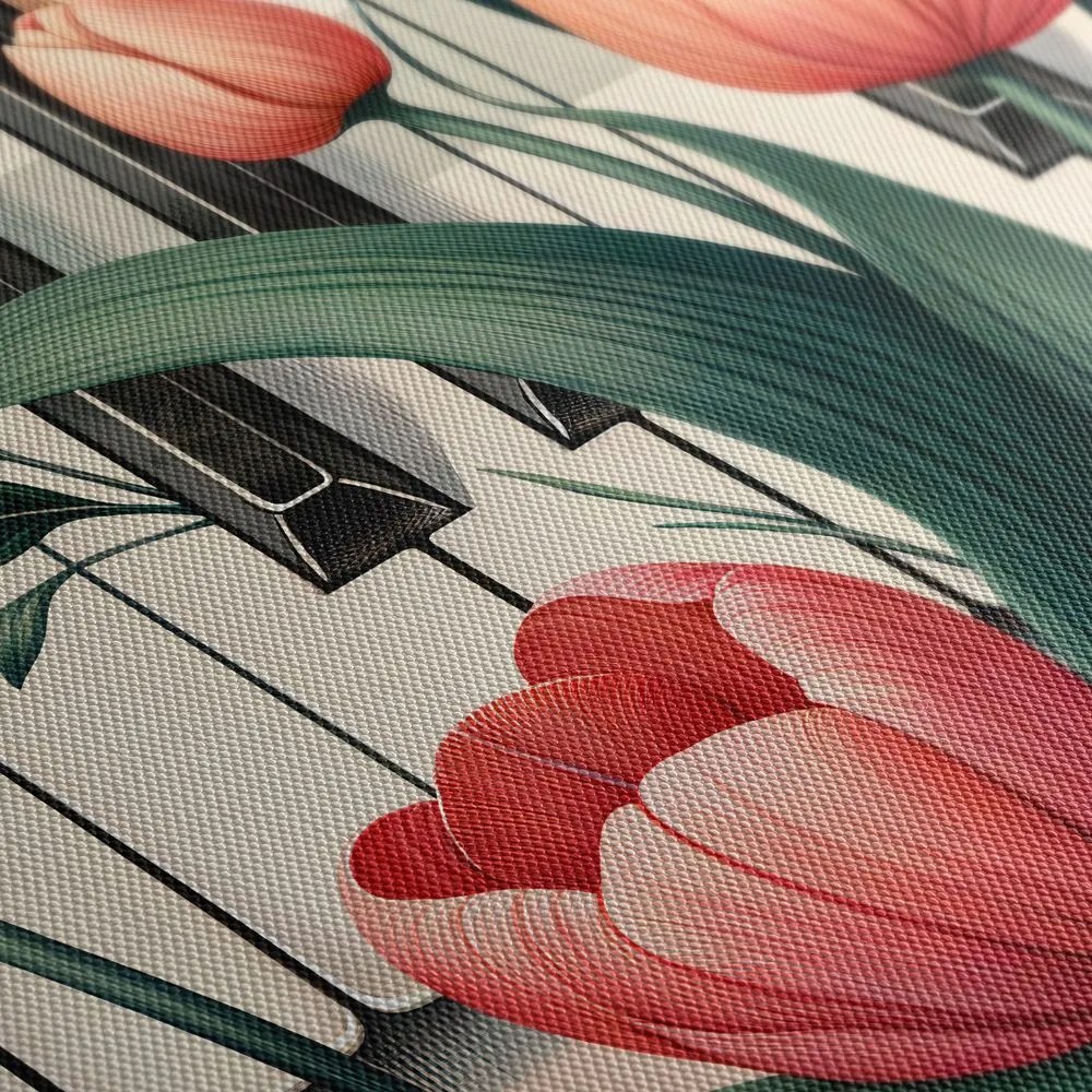 5 részes kép zongora és tulipánok virágszimfóniában