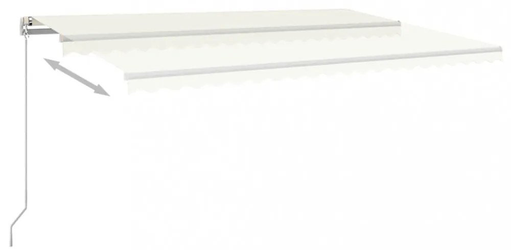krémszínű kézzel kihúzható LED-es napellenző 500x350 cm