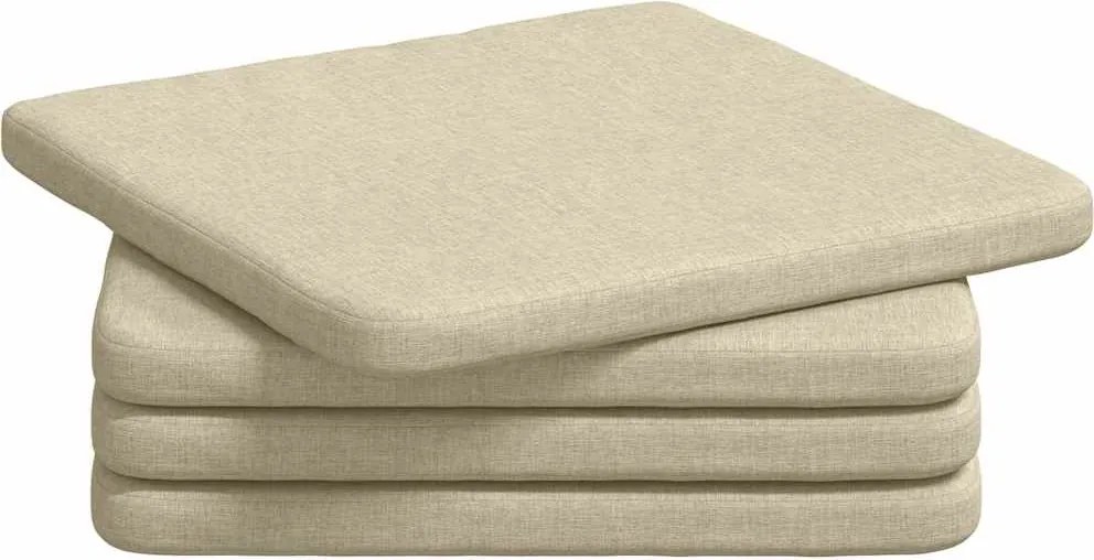 vidaXL Ülőpárnák 4 pcs Krém 40 x 40 x 3 cm szövet
