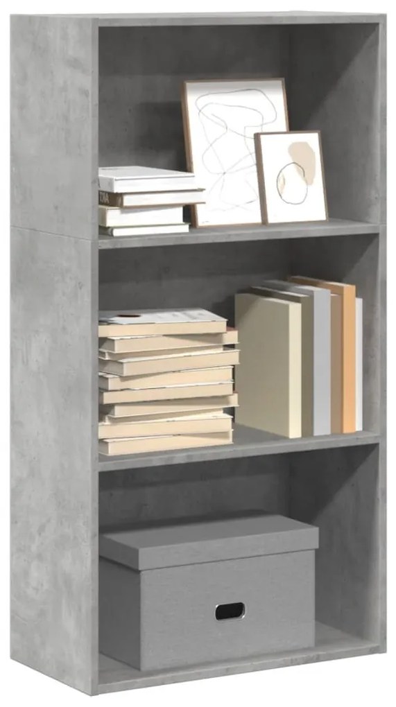 betonszürke szerelt fa könyvespolc 60 x 30 x 114 cm