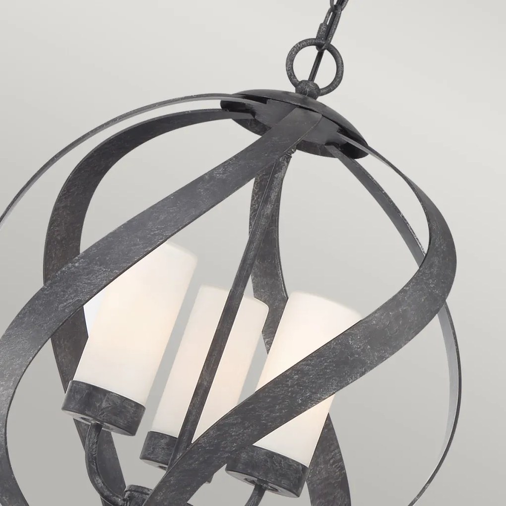 ELSTEAD QNBLACKSMITH3POBK BLACKSMITH Kültéri Függő Lámpa Fekete, Opál IP44