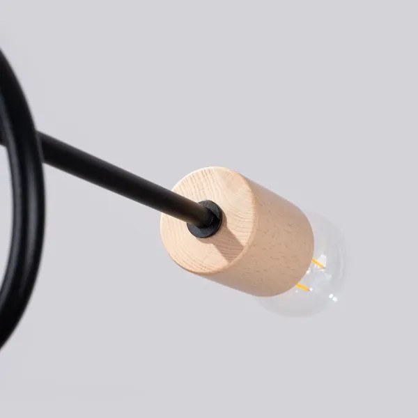 Sollux SL.1478 - Felületre szerelhető csillár EMBER 5xE27/15W/230V fekete/bézs/bükkfa