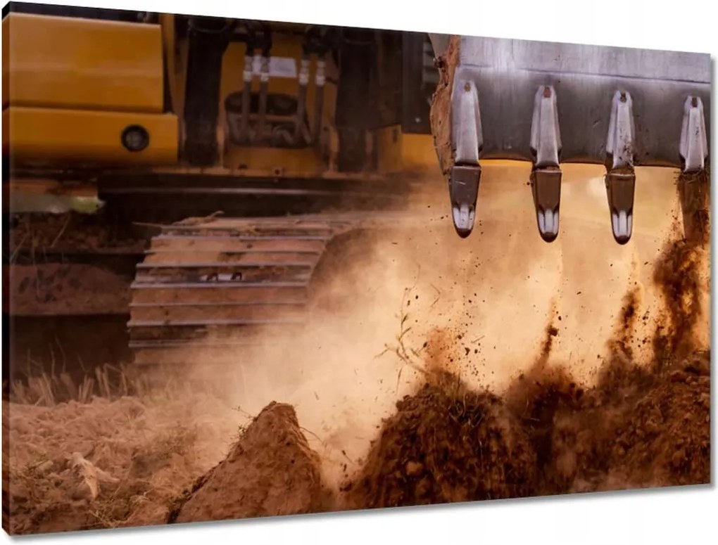 Vászonkép 90x60 Kotrógép kanál földdel