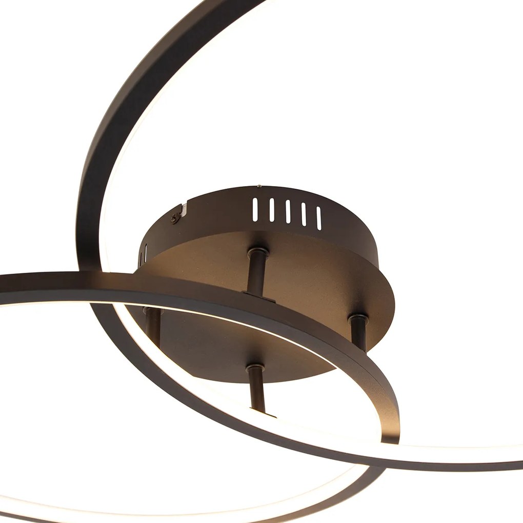 Mennyezeti lámpa fekete 78 cm beépített LED-del, 3 fokozatú fényerő-szabályozóval - Rowin