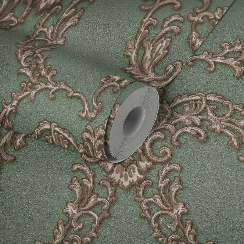 Vinyl tapéta flizelin klasszikus arany dísz zöld As Creation