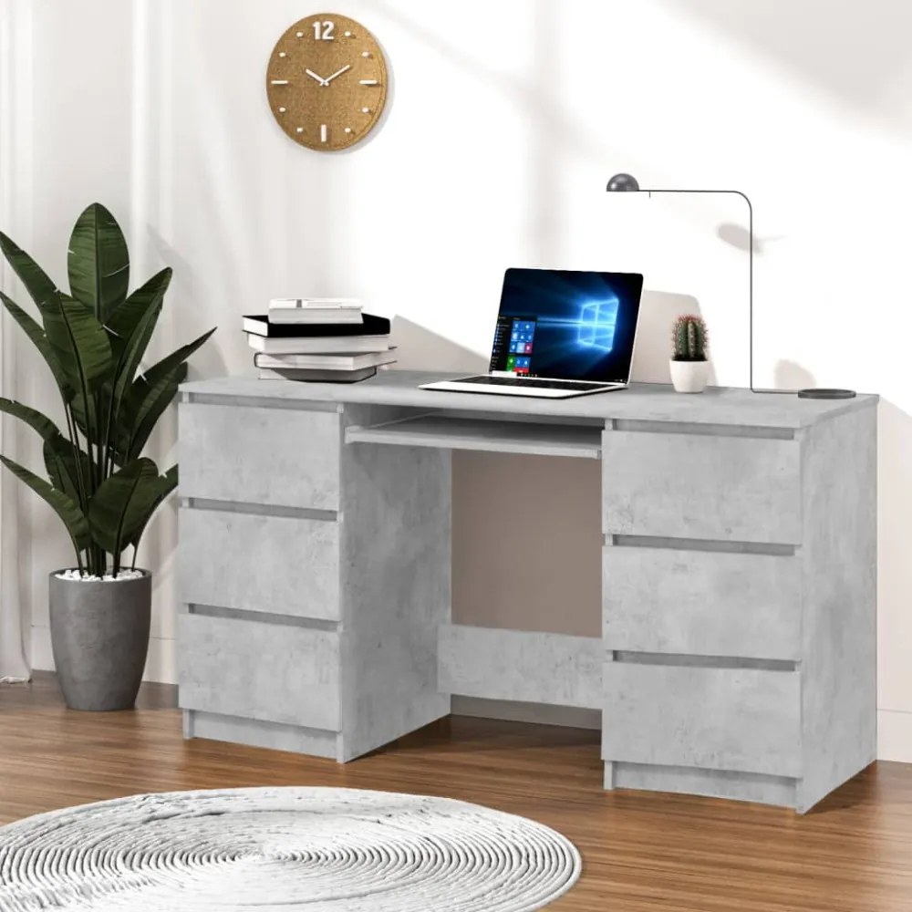 betonszürke szerelt fa íróasztal 140 x 50 x 77 cm
