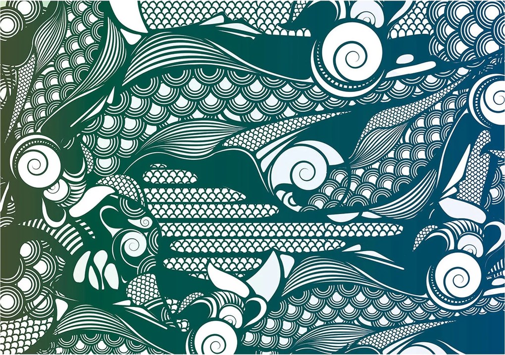 Fotótapéta Absztrakt tengeri hullám spirál kék zöld 300x210 +ragasztó