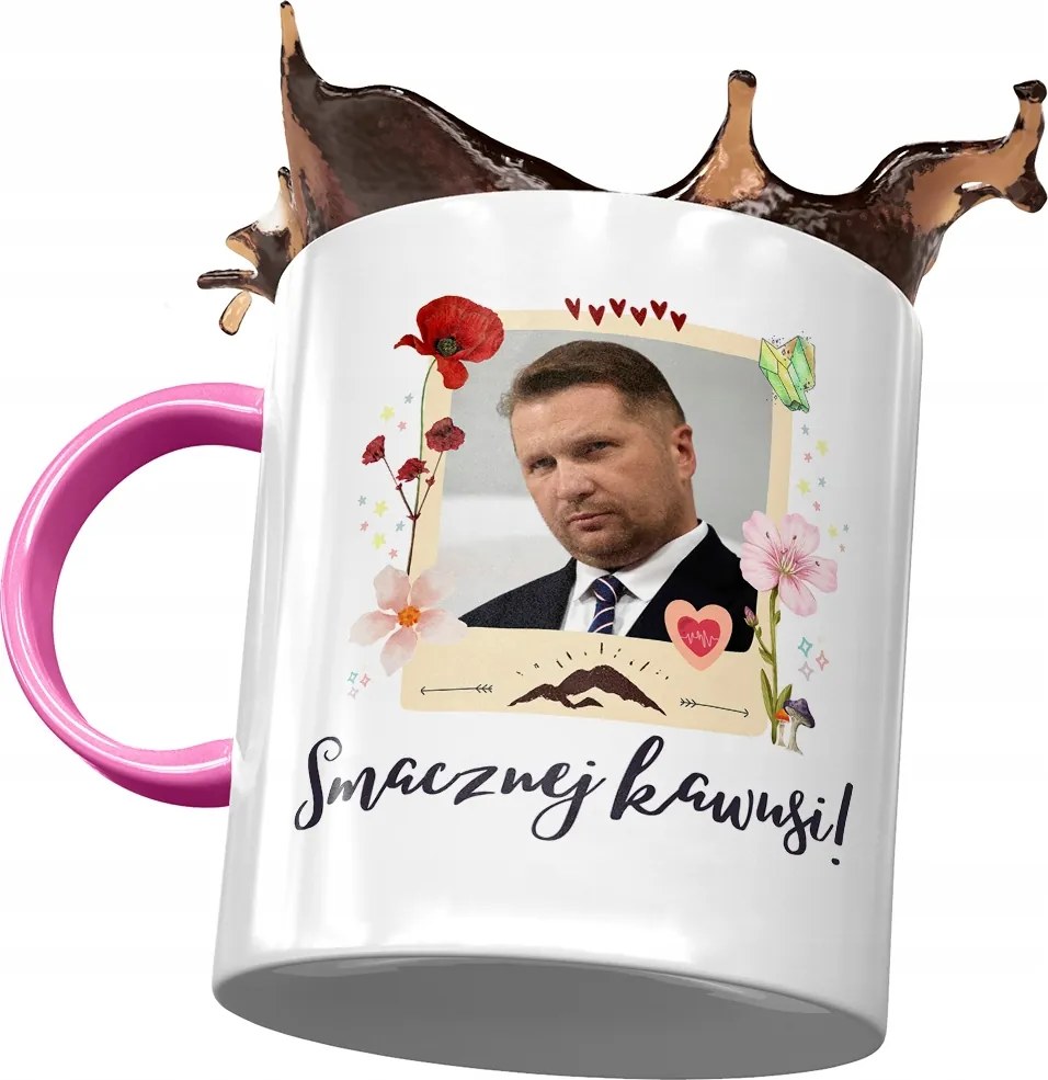 Bögre Rózsaszín Fekete Pis Ajándék Nyomtatott Fotóval