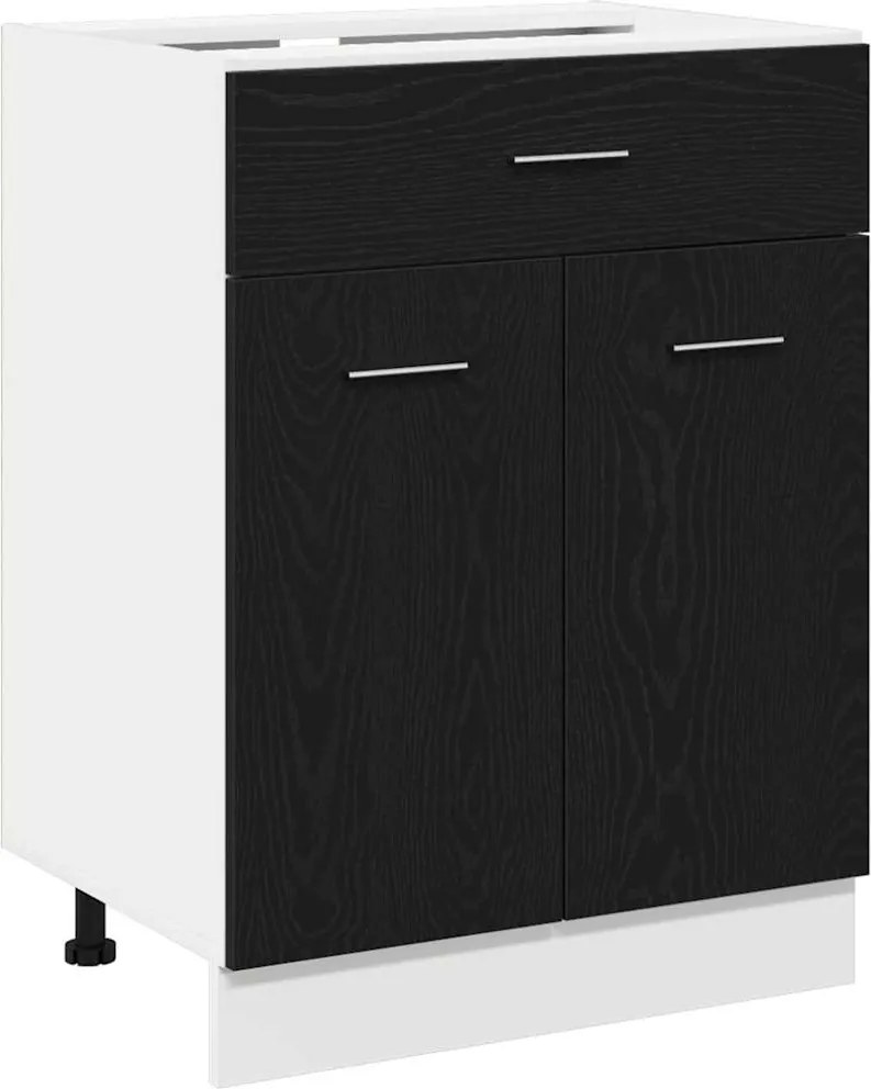 vidaXL Függő szekrény fiókkal Fekete tölgy 60 x 46 x 81,5 cm Faanyag
