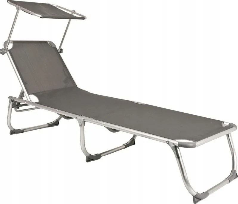 Kiso napozóágy napellenzővel, 197 x 61 x 33,5 cm, szürke