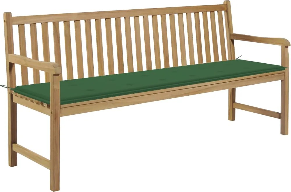 vidaXL tömör tíkfa kerti pad zöld párnával 175 cm