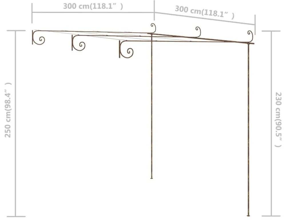 antik barna vas kerti pergola 3 x 3 x 2,5 m