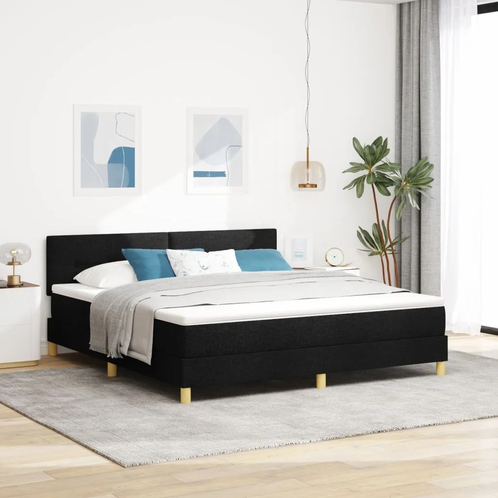 Boxspring Ágy Matraccal Fekete 180x200 cm Szövet