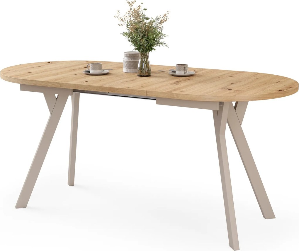 Mazzoni Ovális bővíthető ALMO asztal Artisan Tölgy / kasmír lábakkal