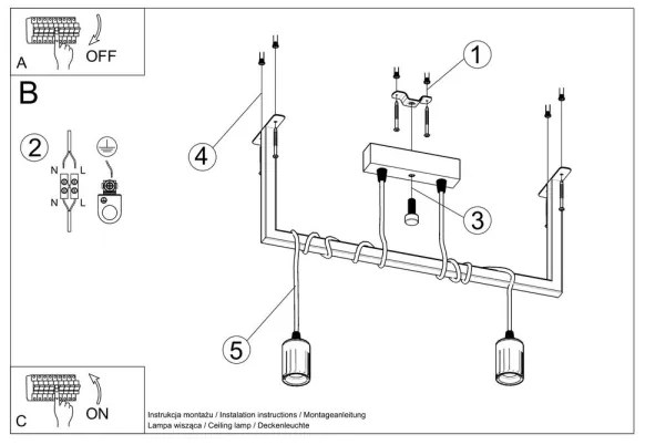 Csillár zsinóron SALAMANCA 2xE27/60W/230V