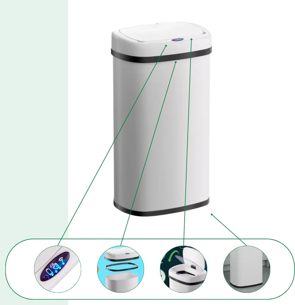 DEUS érzékelős szemetes, 58 liter, fehér Jurhan