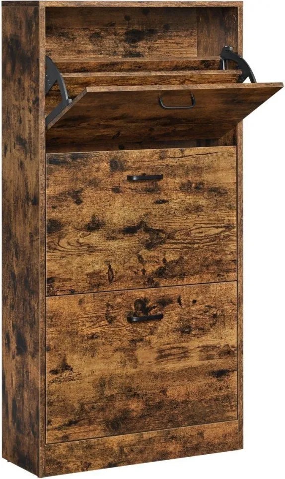 Cipőtároló szekrény 3 ajtóval, rusztikus barna 60x24x120cm