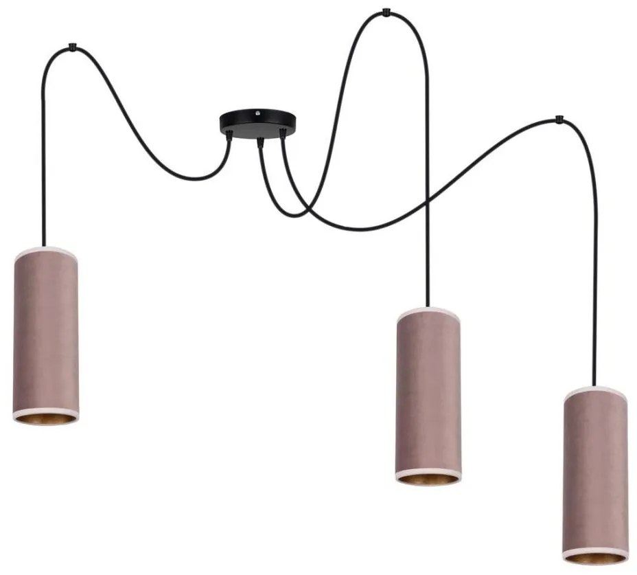 Láncos lámpa AVALO 3xE27/60W/230V pókháló rózsaszín/réz