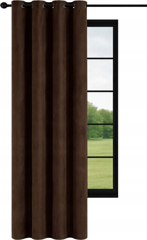 Kész velúr függöny 140x250 áttetsző kerek függöny Barna
