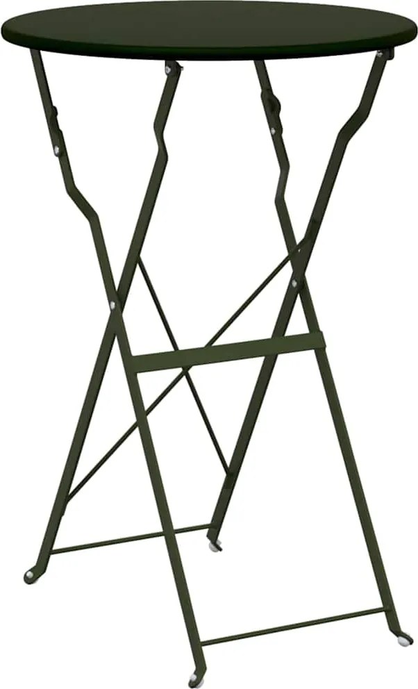 vidaXL Bisztróasztal Sötétzöld Ø 50 x 71 cm Porfestett acél