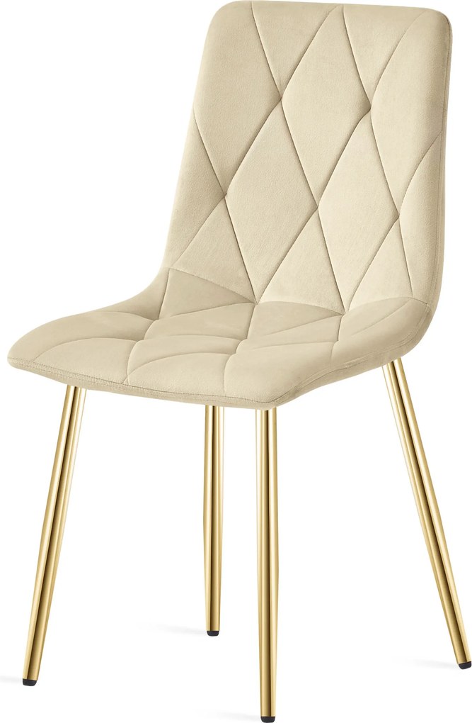 Világos bézs bársony étkezőszék LIBRA arany lábakkal