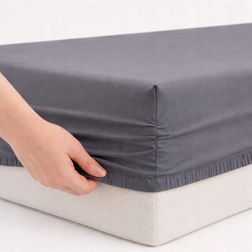 Gumis lepedő 180x200 30cm 100% Pamut Perkál Antracit MrTowel