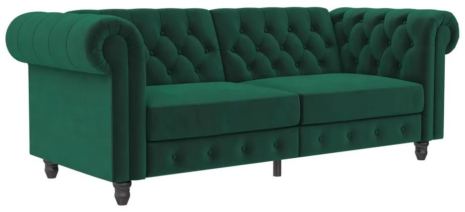 Sötétzöld bársony kinyitható kanapé 236 cm Felix – Støraa