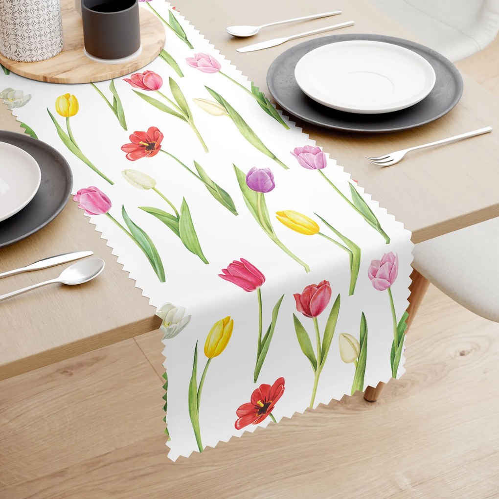 Goldea teflonbevonatú asztali futó - színes tulipánok 35x160 cm