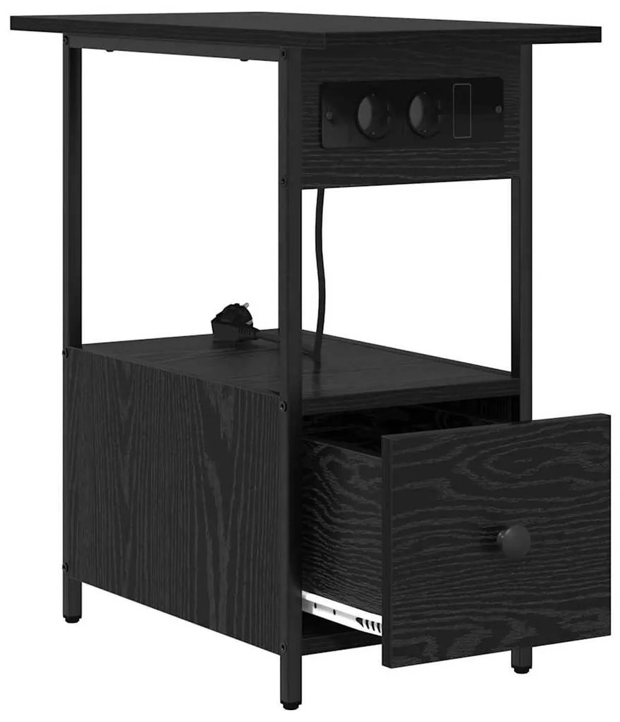 Éjjeliszekrény fiókkal Musta tammi 60 x 30 x 61 cm Faanyag