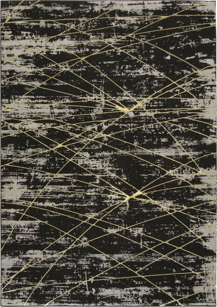 Elegáns Nappali Szőnyeg Arany Csíkos Csillogó Gyapjú A Szaunába 140x190 cm