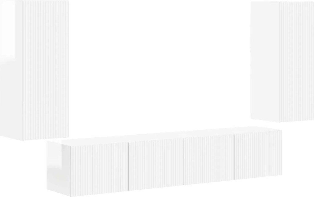 vidaXL TV falit kabinet szett 4 pcs Magas Fényű Fehér Faanyag