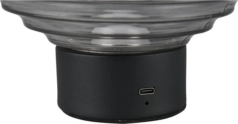 Fekete-szürke LED dimmelhető asztali lámpa üveg búrával (magasság 14,5 cm) Earl – Trio