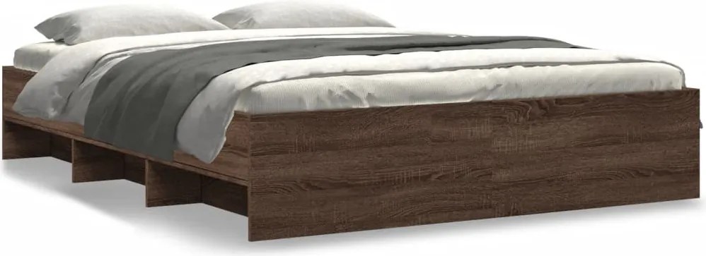 vidaXL barna tölgy színű szerelt fa ágykeret matrac nélkül 150x200 cm
