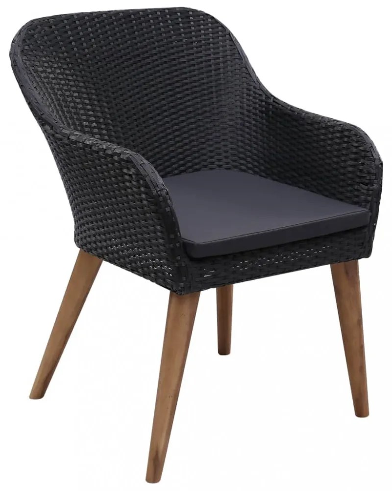 9 részes fekete polyrattan kerti étkezőgarnitúra