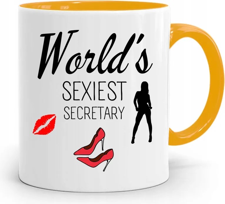 Sárga Bögre Ajándék Szexiest Titkárnőnek fényképes nyomtatással