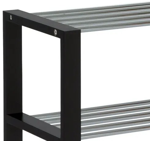 Cipőtartó állvány 3 szintes, fekete, 80 x 30 x 50cm, 3 emelet