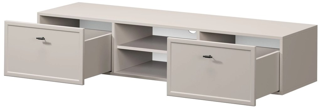 Lorini fali TV-szekrény 150 cm fiókokkal - kasmír / fekete T-bar fogantyúk