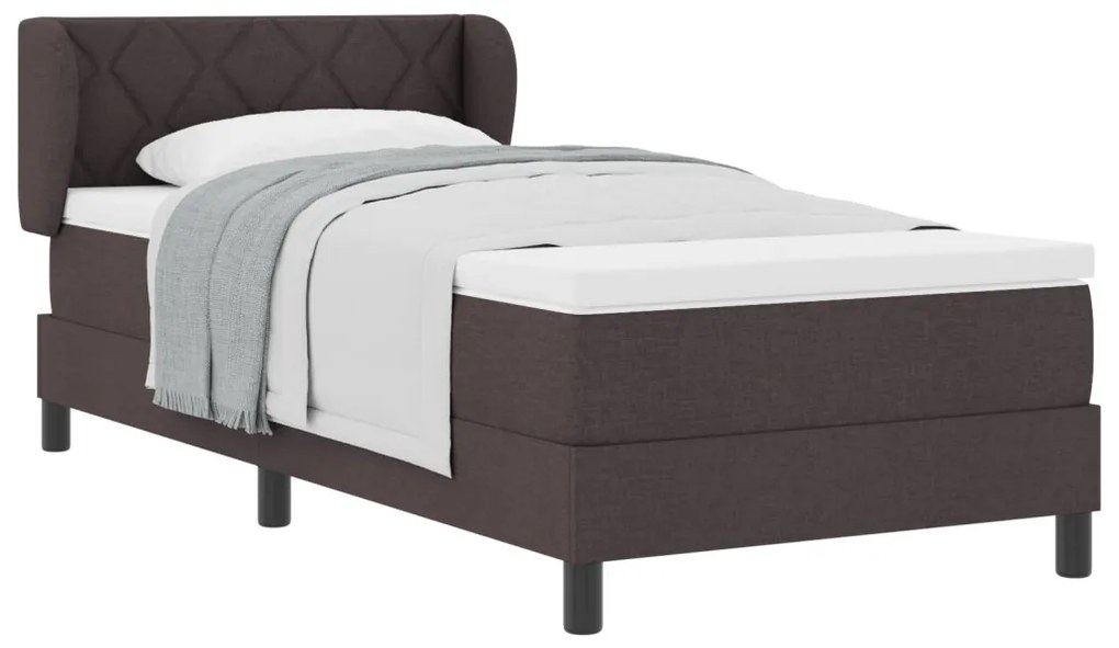 Boxspring Ágy Matrac nélkül Sötétbarna 90x200 cm Szövet